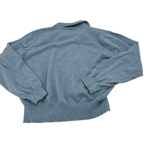 Liz Claiborne Lizsport Blue Cotton Collared Sweater With Button Front XL - Picture 6 of 6